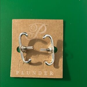 Plunder Silver Tone Hoop Earrings